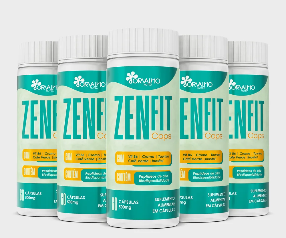 Frascos do ZenFit Caps, suplemento alimentar com 60 cápsulas de 500mg